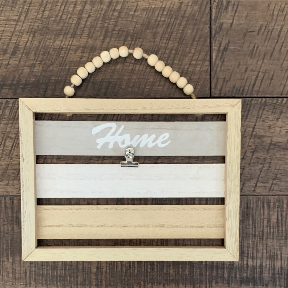 Wooden Home Sign with Beaded Hanger